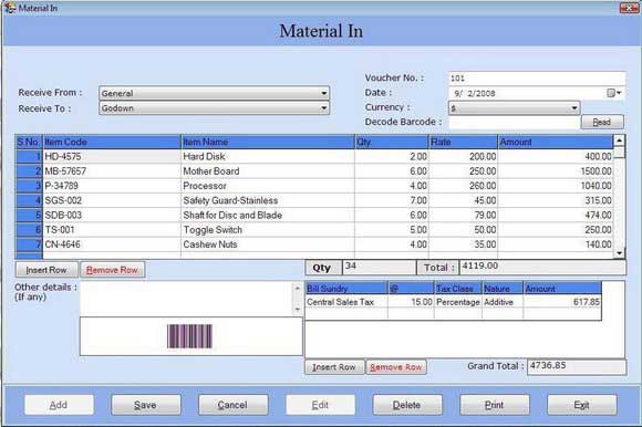 Screenshot of Inventory Management with Barcode