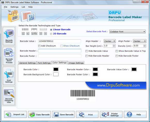 Screenshot of Barcode Strichcode