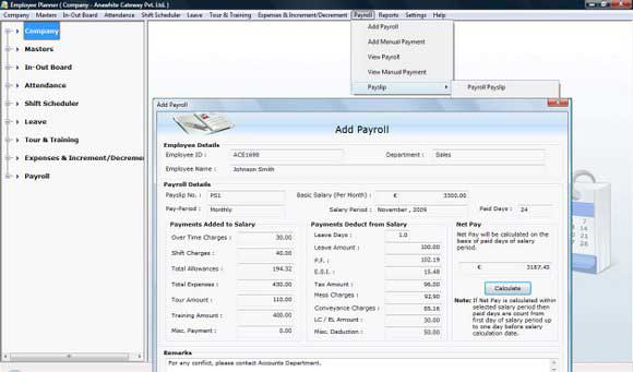 Screenshot of Employee Payroll Software