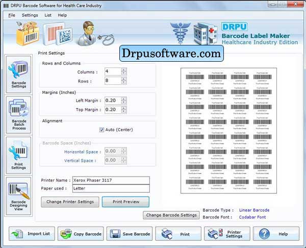 Screenshot of Healthcare Barcode