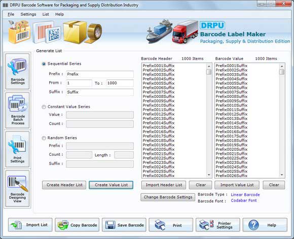 Packaging Industry Barcodes Software screen shot