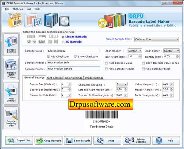 Screenshot of Publisher Barcode