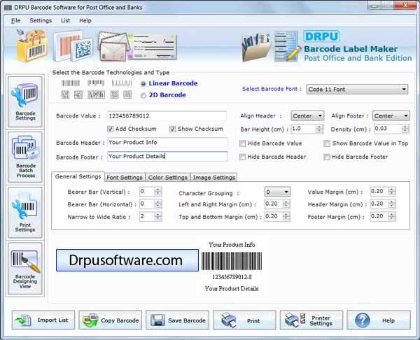 Screenshot of Post Office Barcode 7.3.0.1