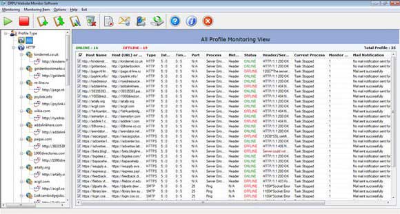 Screenshot of Website Uptime Monitoring Software