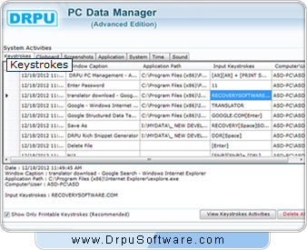 Advanced PC Data Manager (Advanced Keylogger) Screenshot