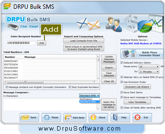 Bulk SMS software for GSM based mobile phones Screenshot