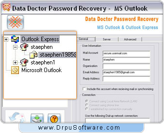 Outlook and Outlook Express Password Recovery Software Screenshot