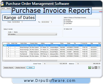 Purchase Order Business Software Screenshot