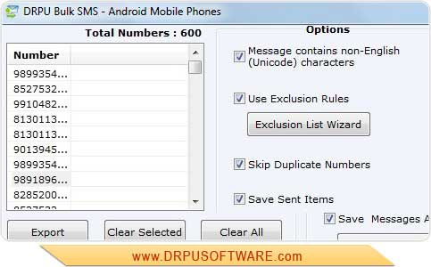 Screenshot of Android Bulk Messaging Software