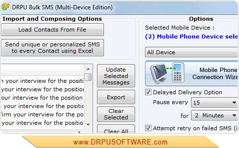 Screenshot of GSM Mobile Bulk SMS Software