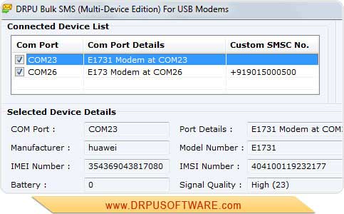 Screenshot of Bulk SMS Software for USB Modem 8.2.1.0