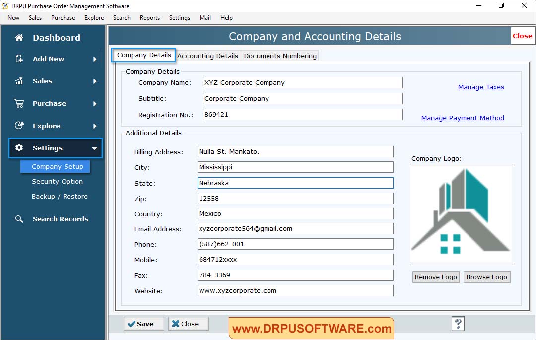 Accounting and Company Details