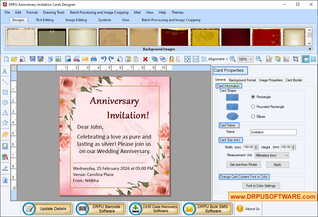 Anniversary Invitation Card