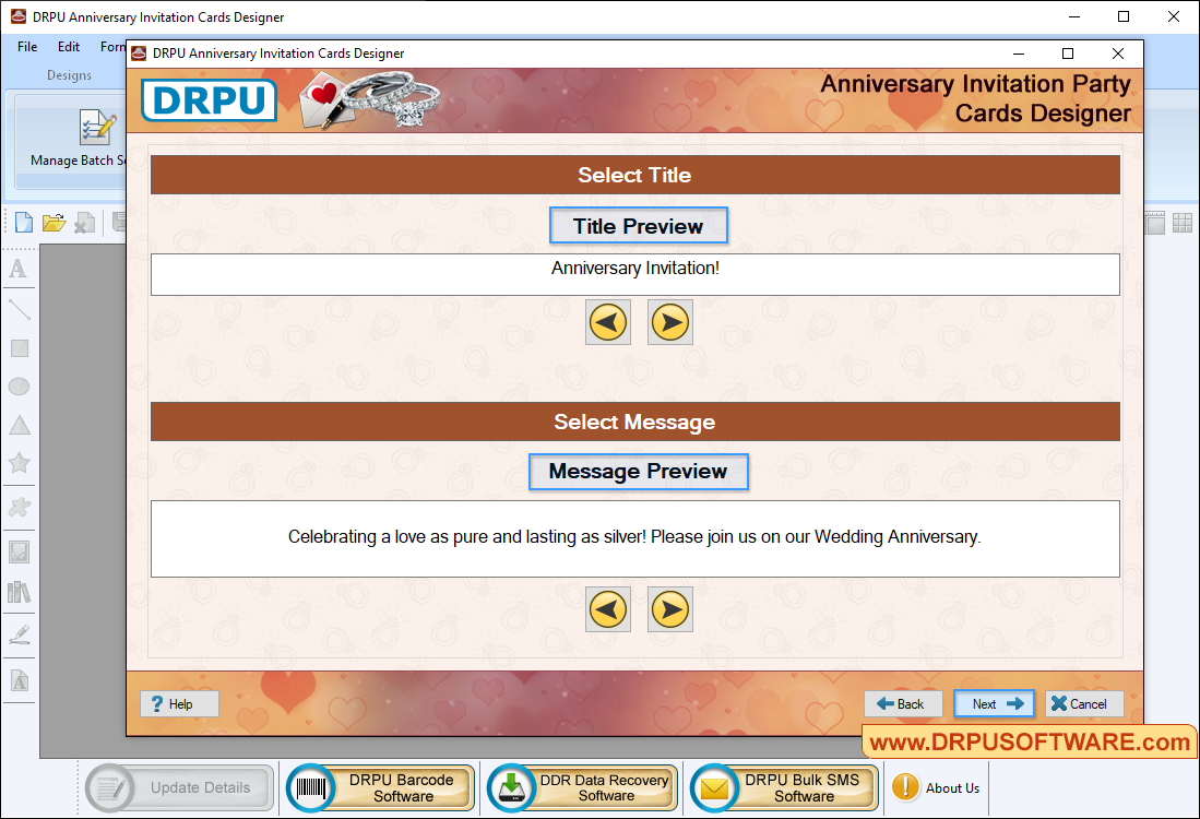 Select title and message