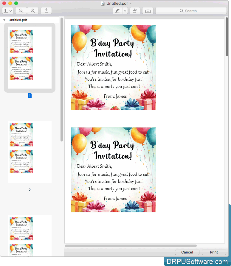 Birthday Invitation Card