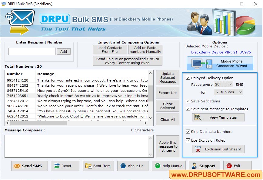 Bulk SMS - BlackBerry Mobile Phones
