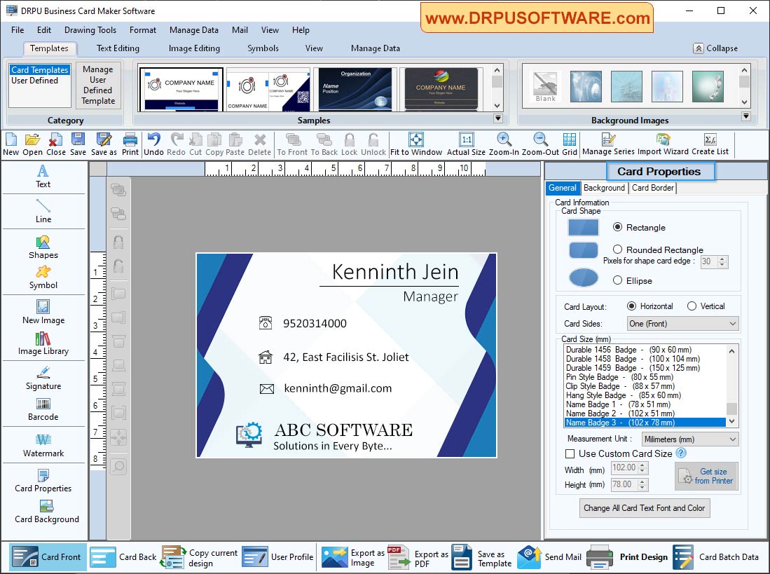 card background Property DRPU Business Card Maker Software