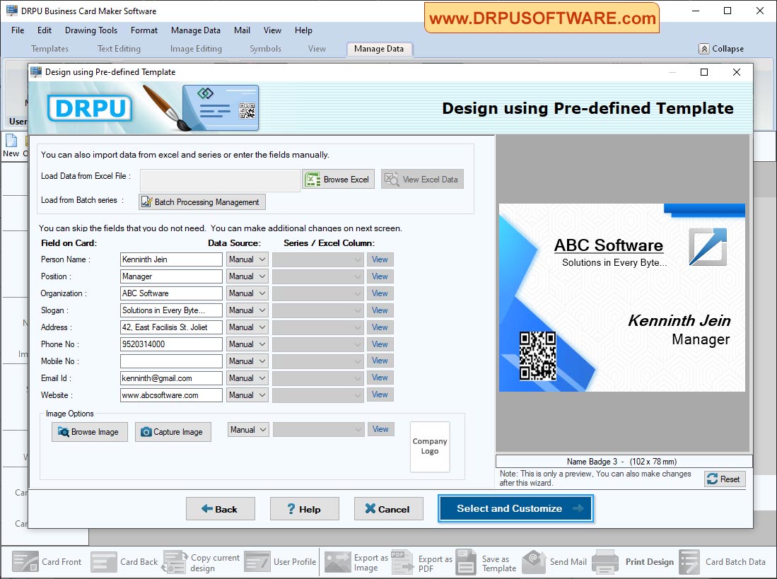 enter user deatiles DRPU Business Card Maker Software