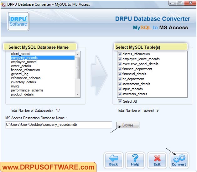 Database Converter - MySQL to MS Access