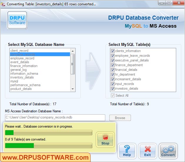 Database Converter - MySQL to MS Access
