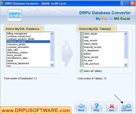 Database Converter – MySQL to MS Excel