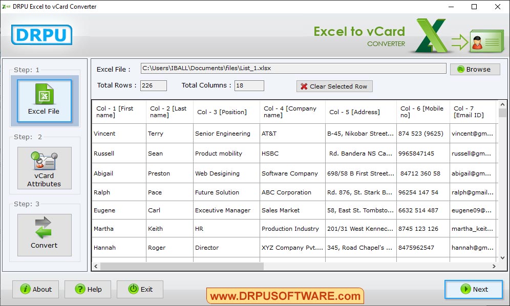 Convert into phonebook files Database Converter – Excel to Phonebook
