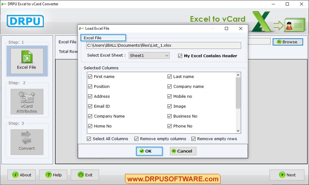 Excel Sheet Data View Excel to vCard Converter