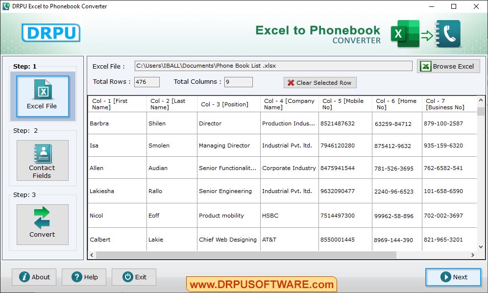 Excel to Phonebook Converter