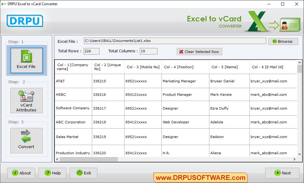Excel to vCard Converter
