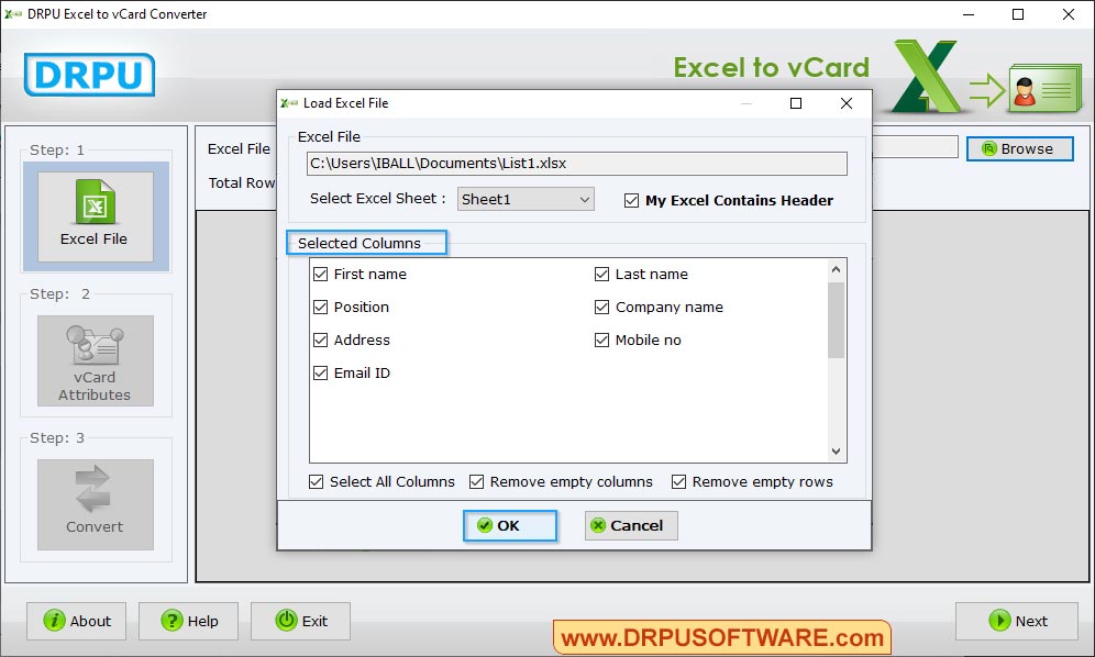 Excel to vCard Converter