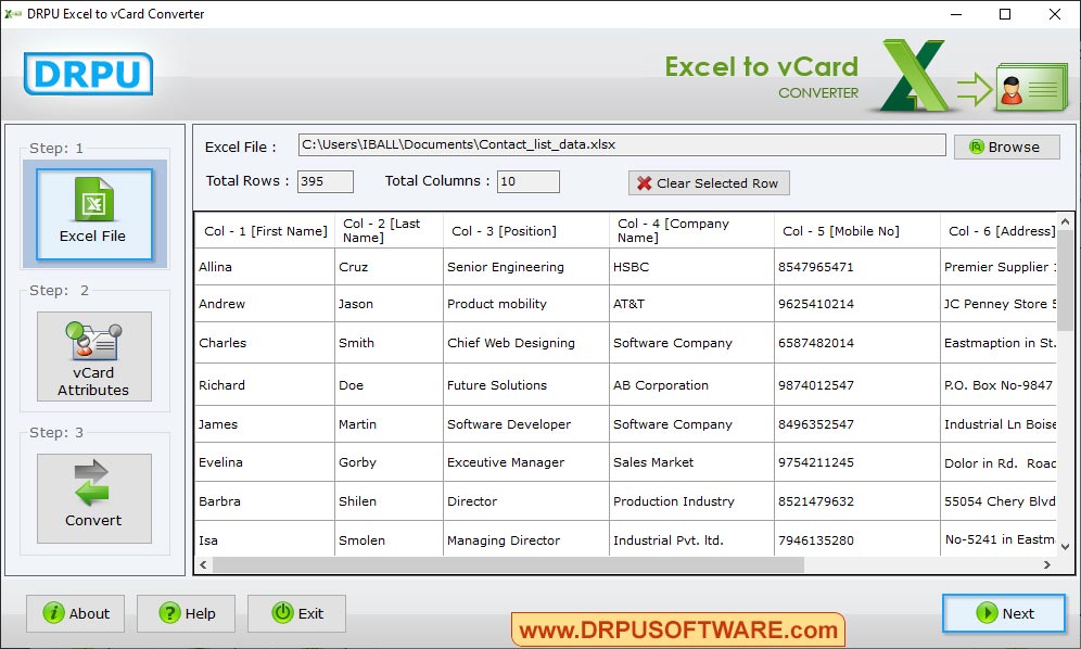Excel to Windows Contacts Converter
