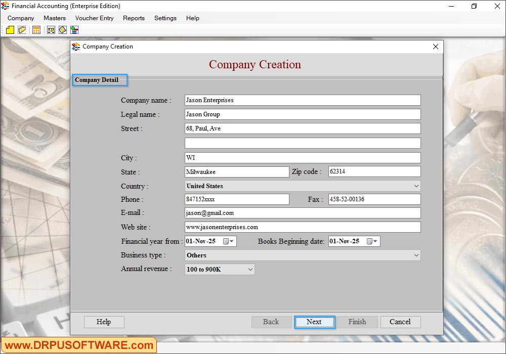 Company Creation wizard