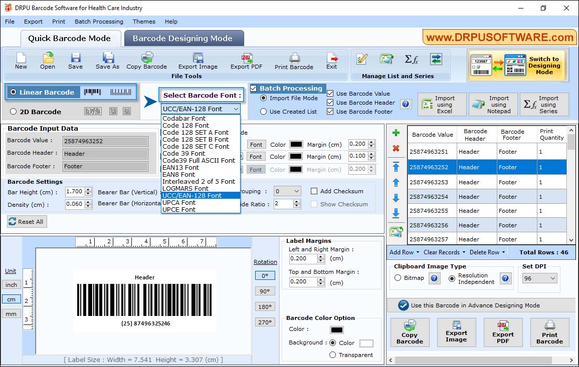 Barcode Software for Health Care Industry