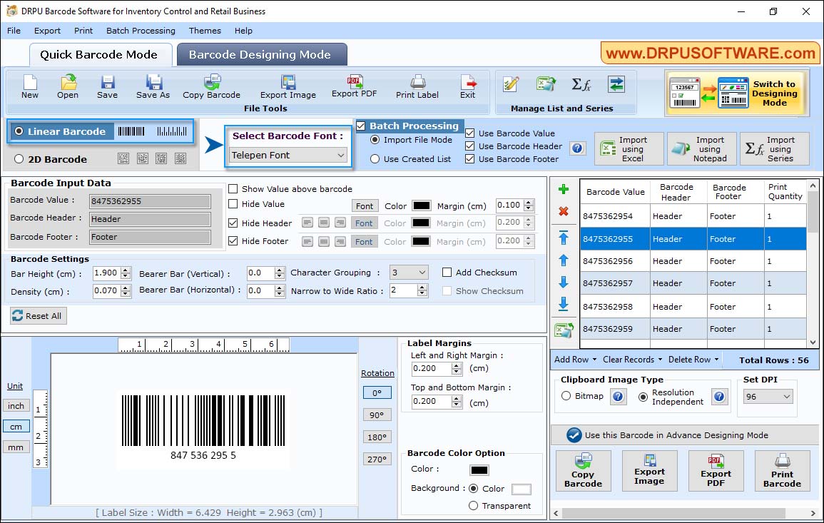 Barcode Software for Inventory Control and Retail Business