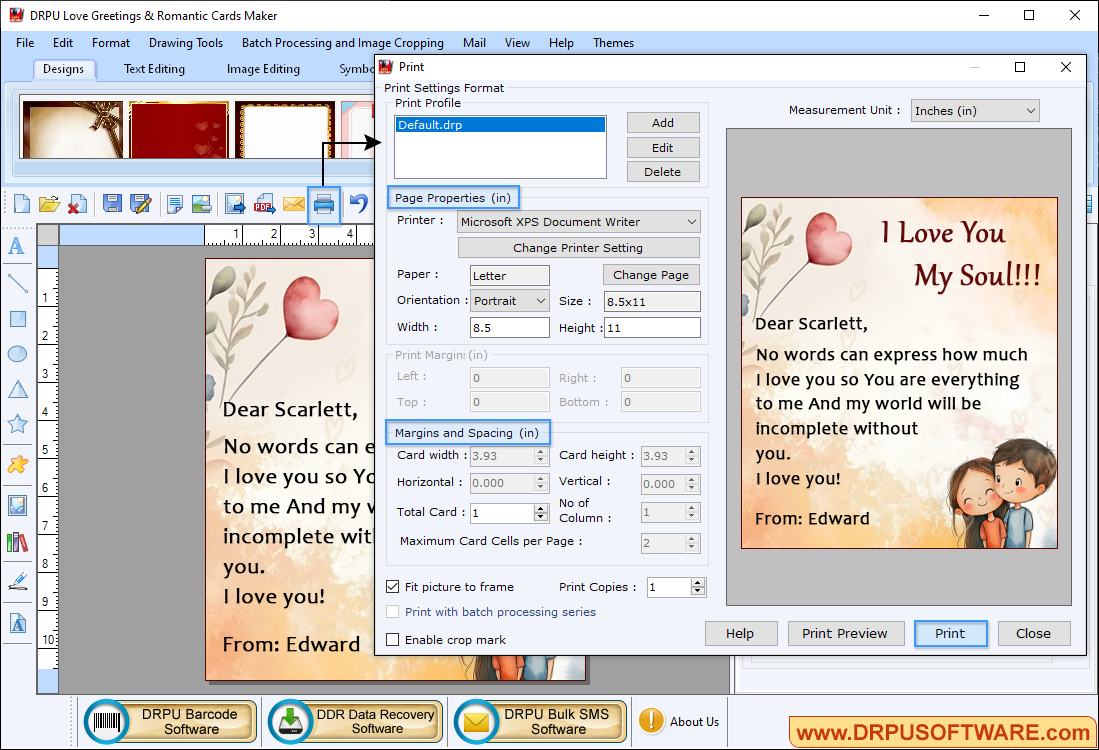 Love Greetings & Romantic Cards