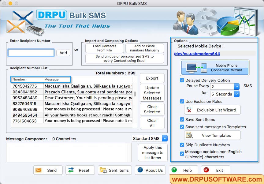 Mac Bulk SMS - GSM Software