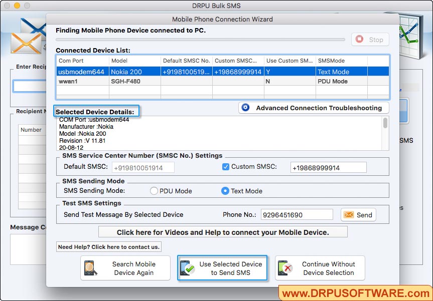 Mac Bulk SMS - GSM Software