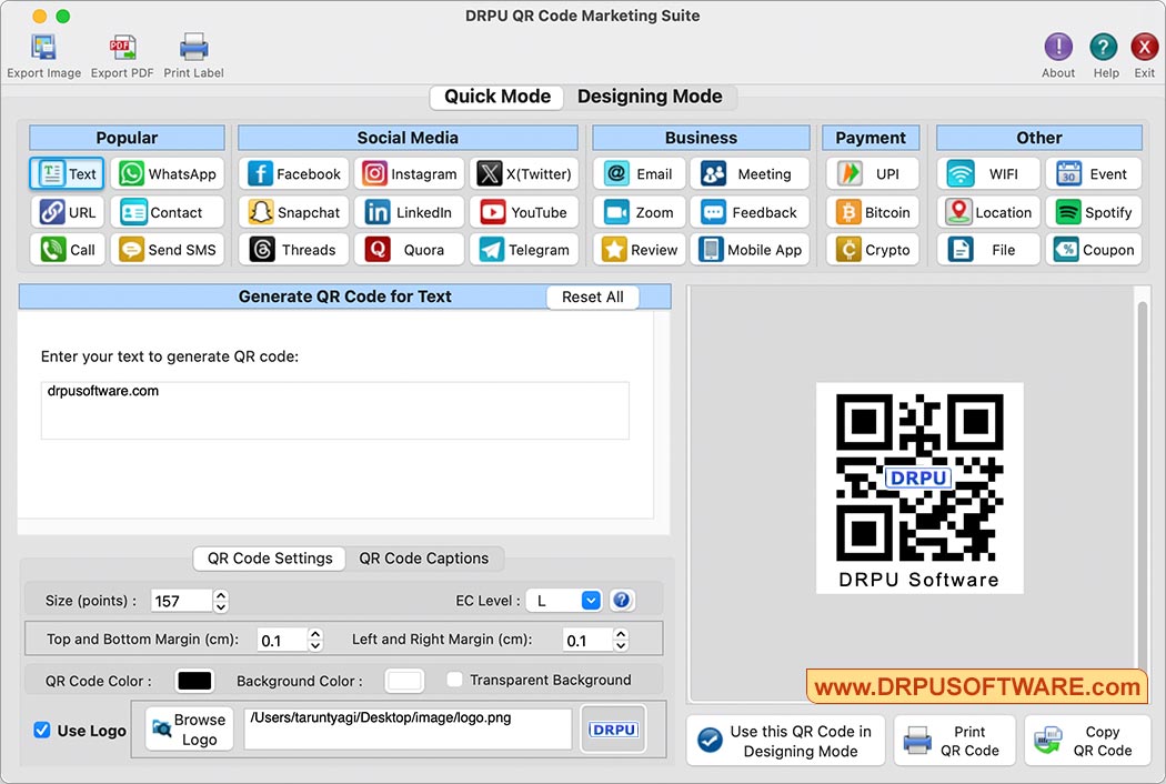 Mac QR Code Designing Mode