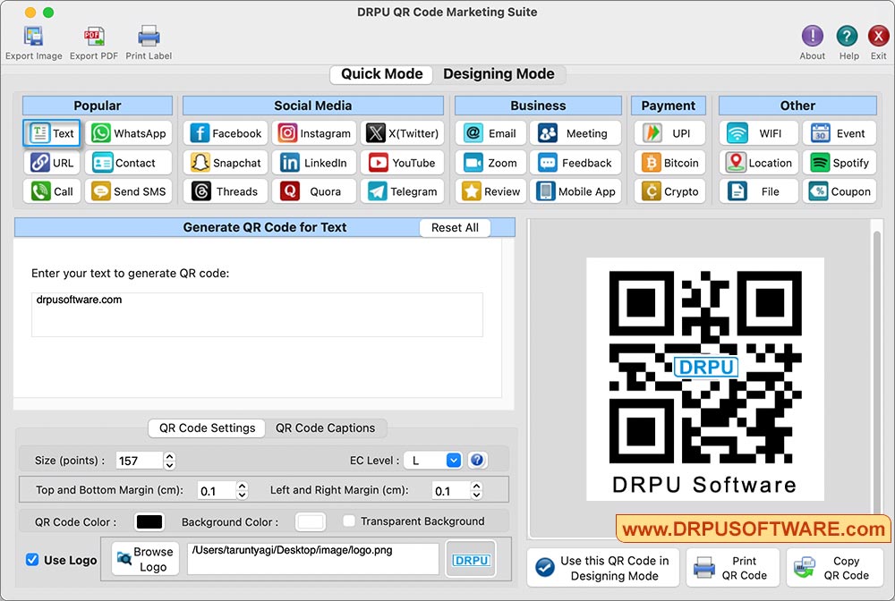 Mac QR Code Labels Maker Software
