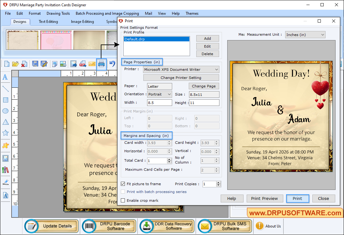 Marriage Party Invitation Card