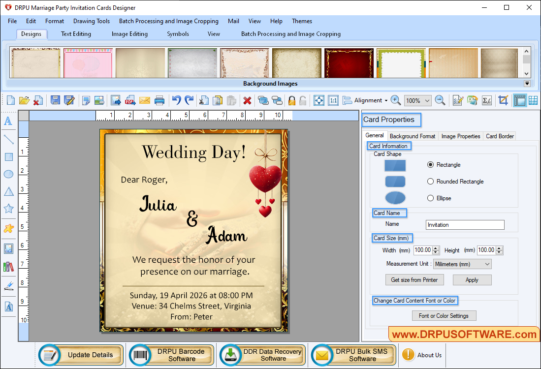 Marriage Party Invitation Card