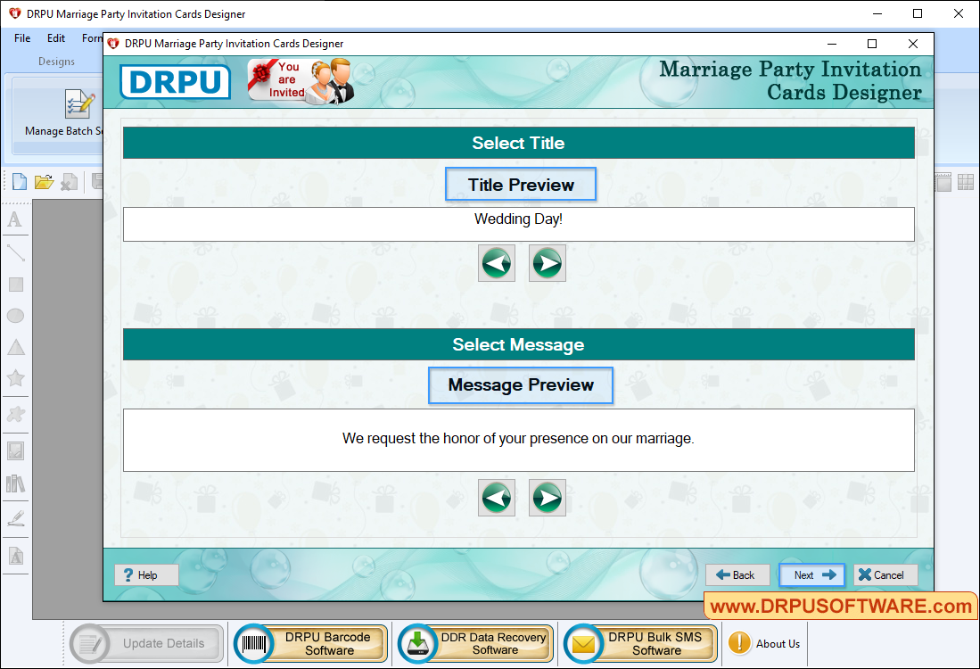 Marriage Party Invitation Card