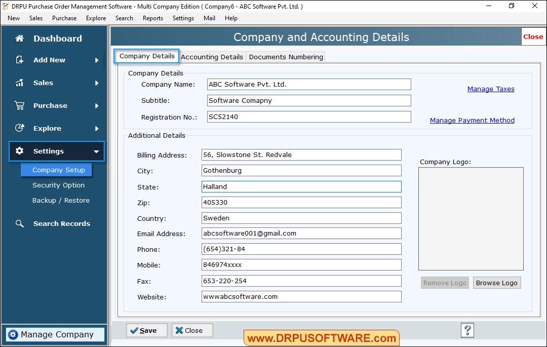 Multi Company Purchase Order Software