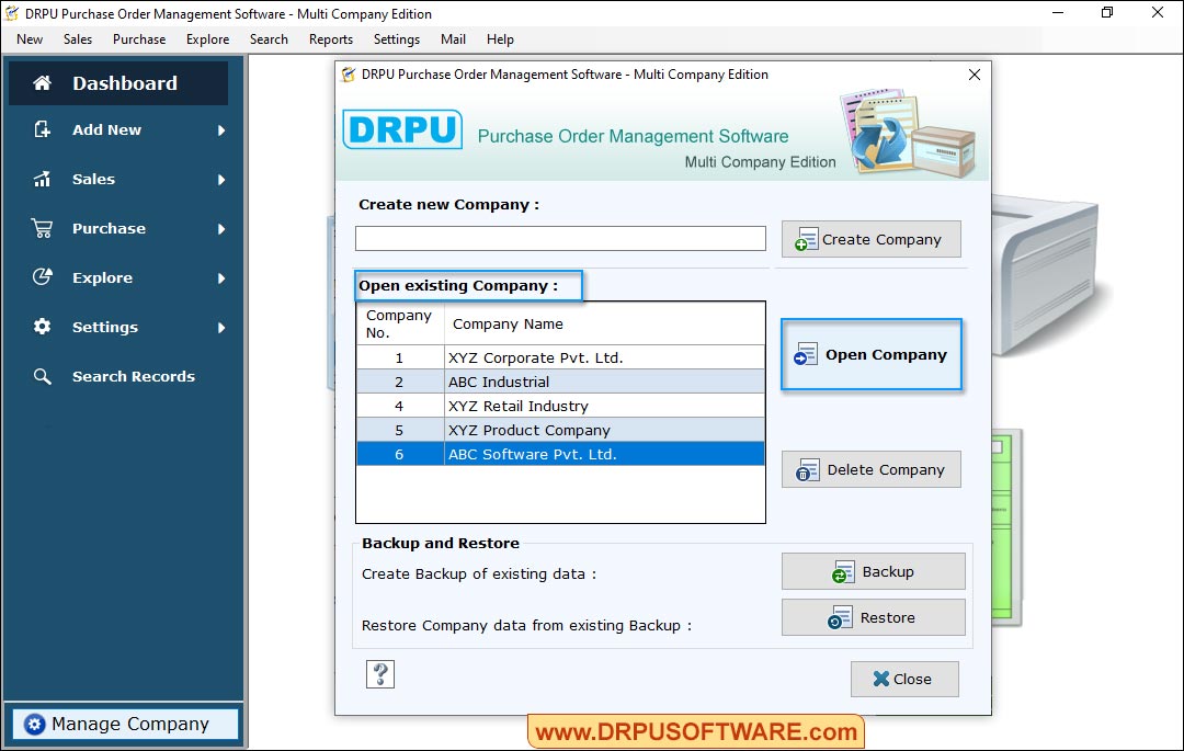 Multi Company Purchase Order Software