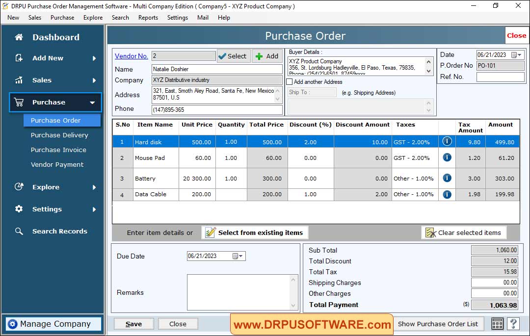 DRPU Multi Company Purchase Order Software