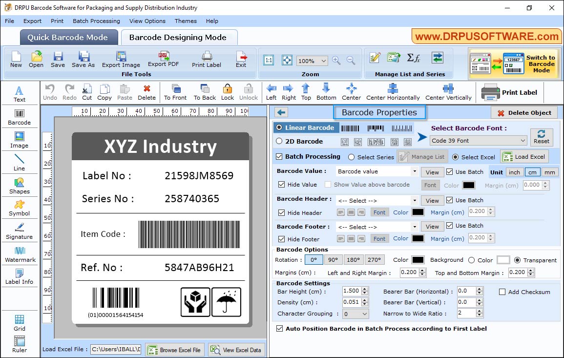 Barcode Software for Packaging and Supply Distribution Industry