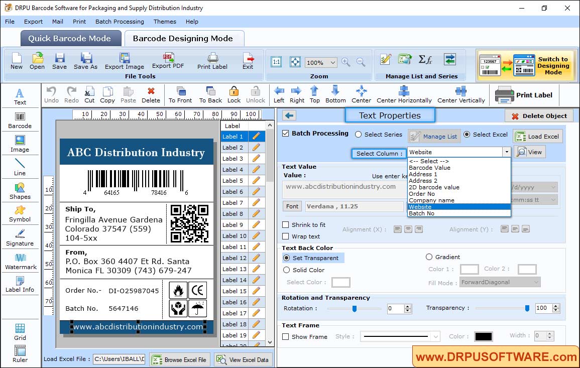 DRPU Barcode Software for Packaging and Supply Distribution Industry