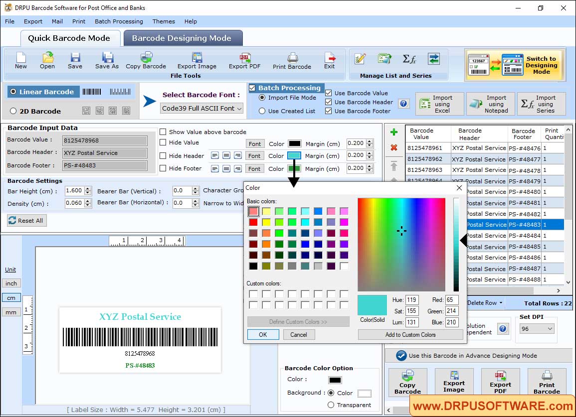 DRPU Barcode Software for Post office and Banks