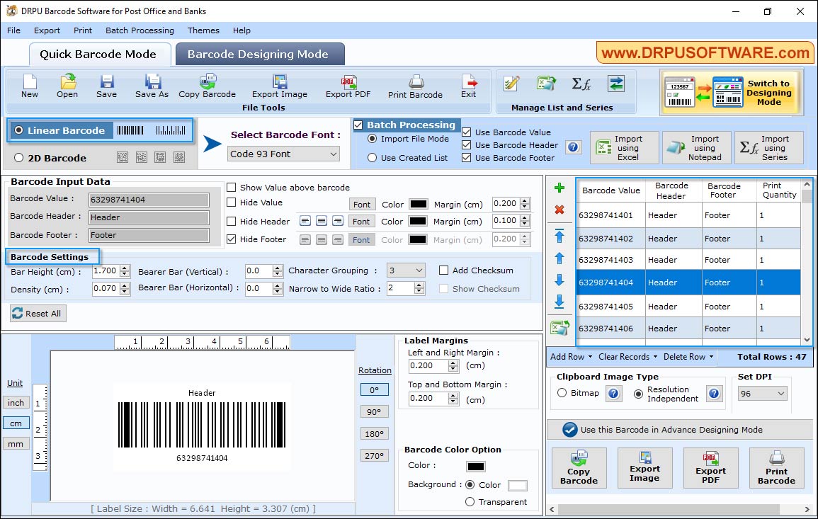 Barcode Software for Post Office and Banks