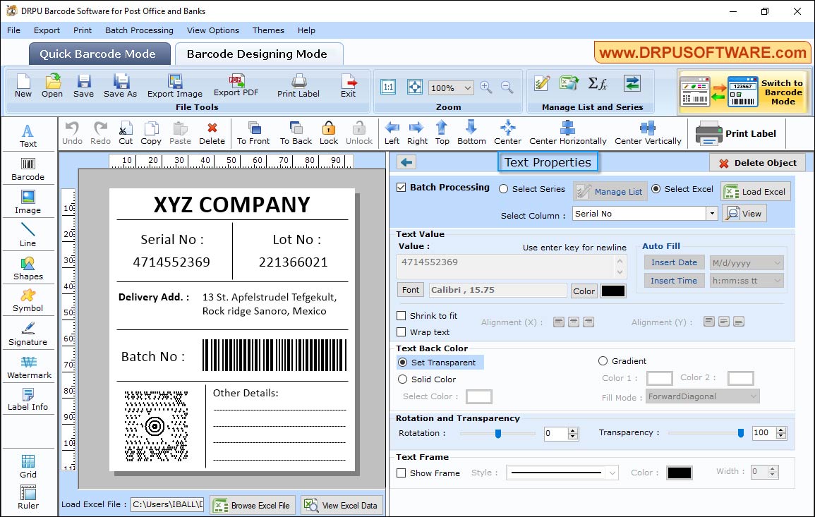 Barcode Software for Post Office and Banks